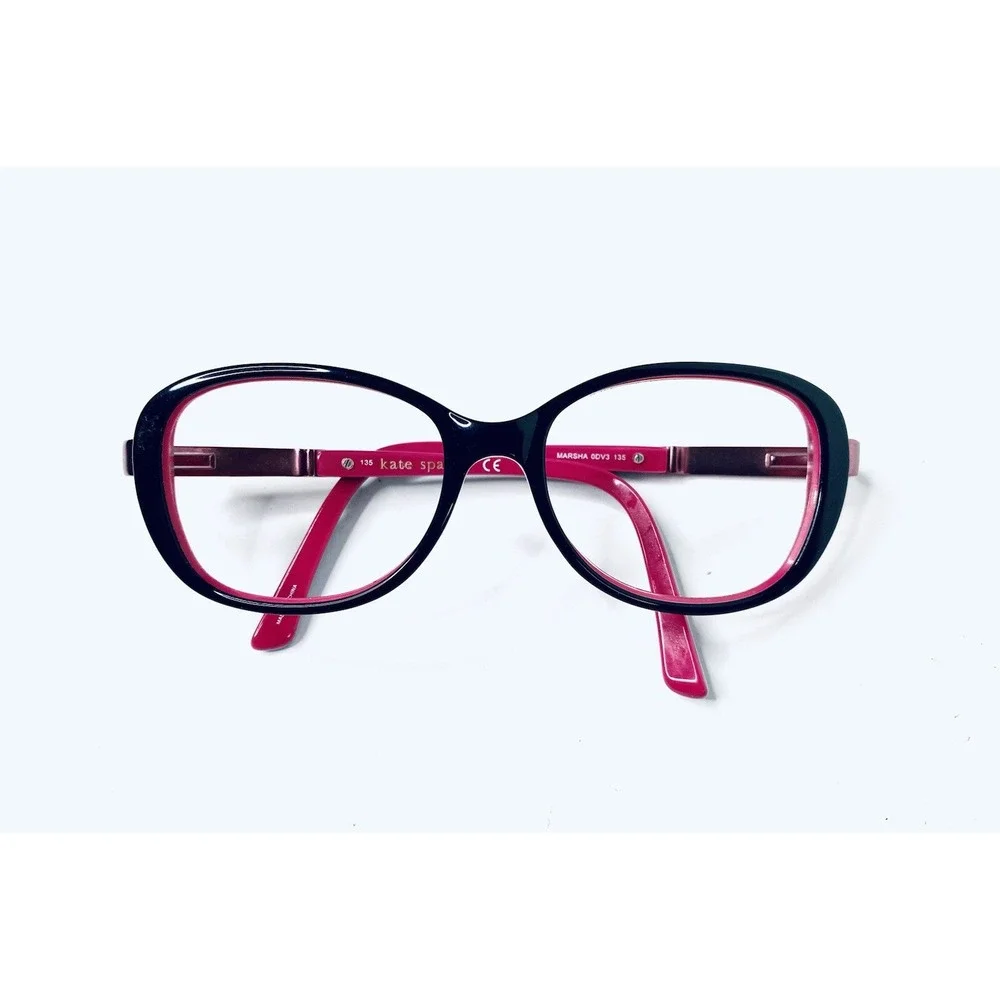 Kate Spade Black Pink Oval Glasses Rose Gold Accents Marsha 51 16 135